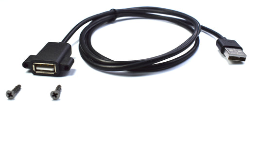 Cable Panel Mount USB-A Female to USB-A Male 1.1M (3.6Ft) Black