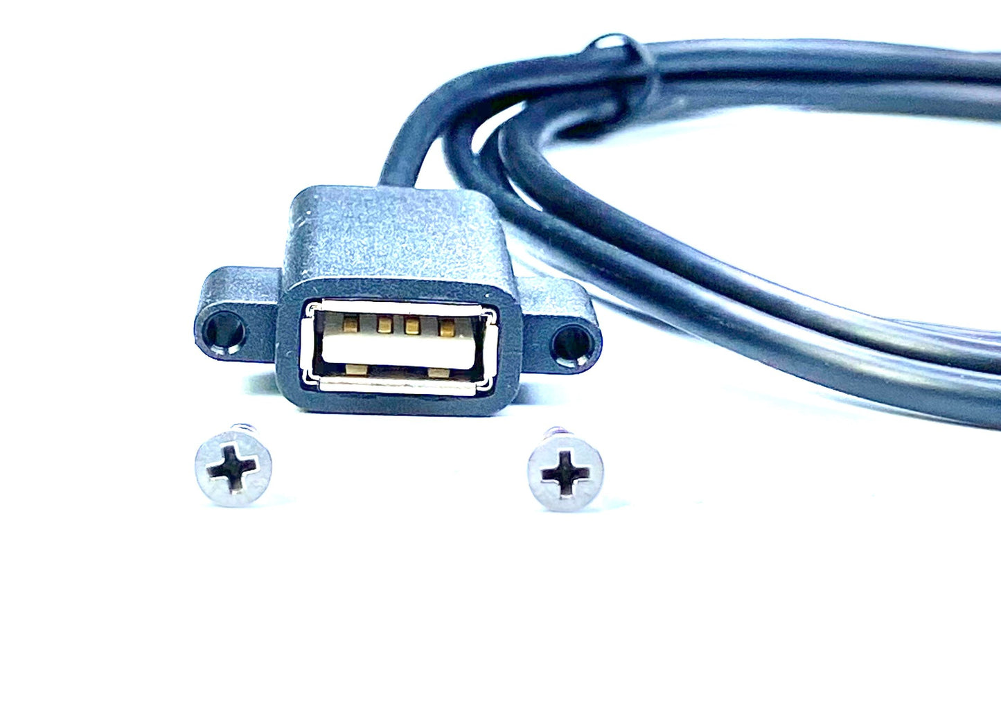 Cable Panel Mount USB-C Female 1.2M (3.9Ft) 4-Wires Solder Terminations Black