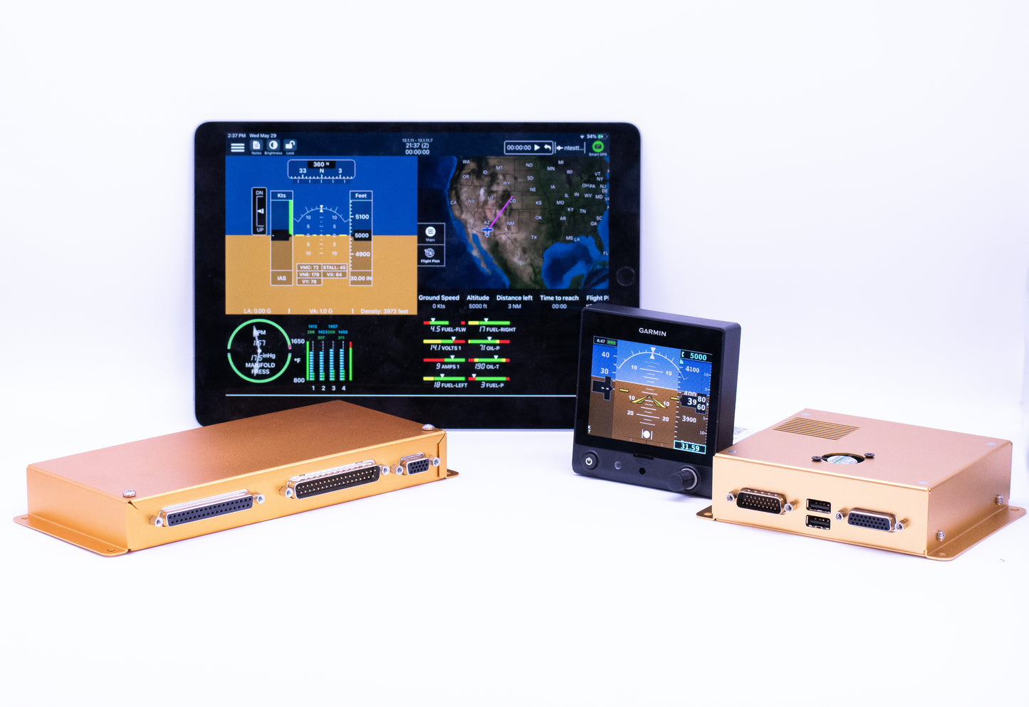 MFD 851 integrated with Garmin G5 and Guardian Engine Monitor EM100 [Experimental Only]