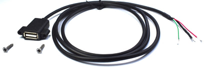 Cable Panel Mount USB-C Female 1.2M (3.9Ft) 4-Wires Solder Terminations Black