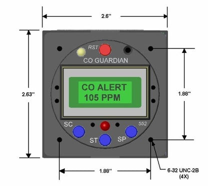 AERO 553-101-001 Panel Mount Digital Multi-Function CO Detector