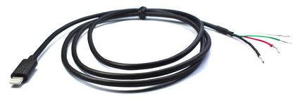 Cable Apple MFi Cert. Lighting 1.1M (3.6Ft) 4-Wires Solder Terminations Black