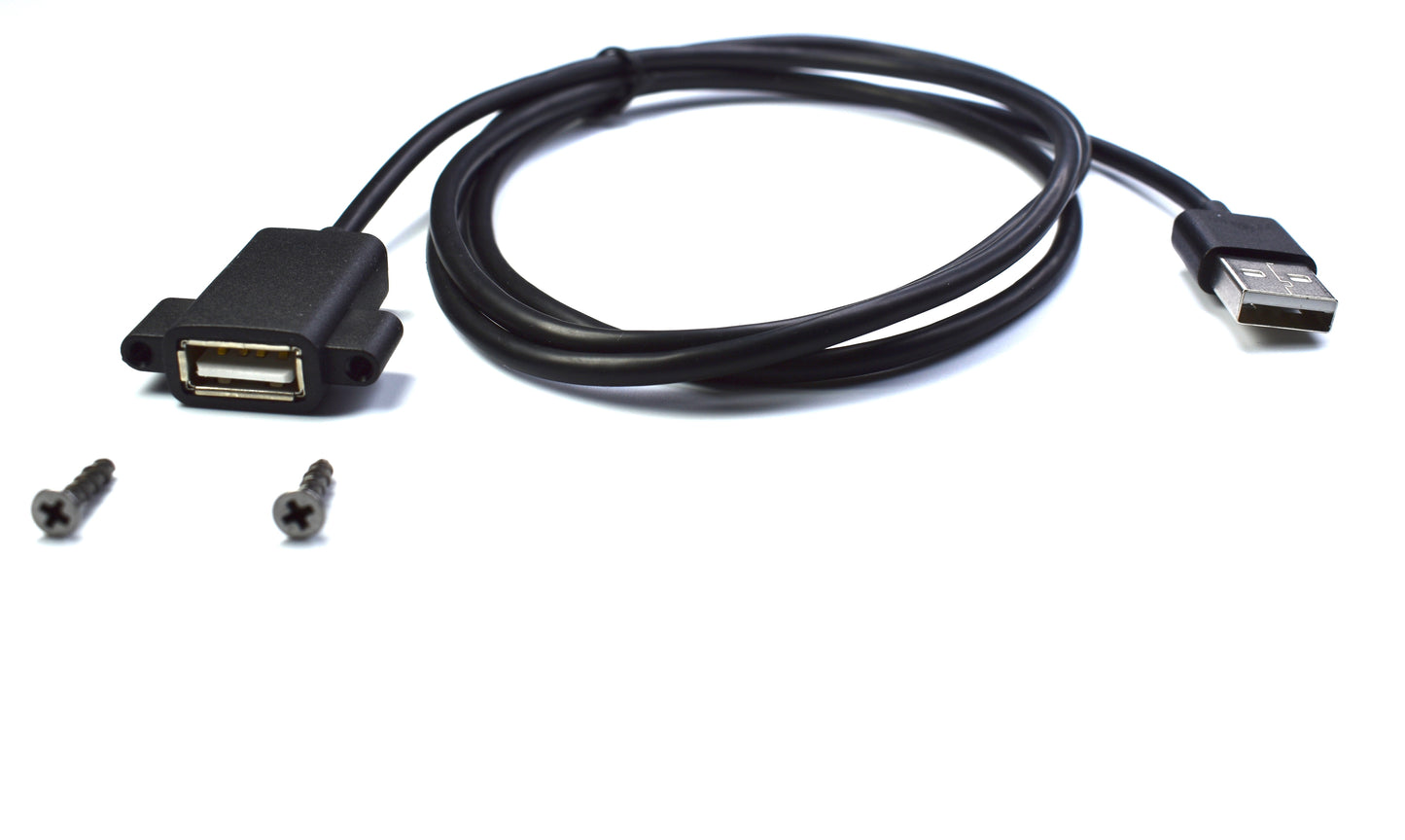 Cable Panel Mount USB-A Female to USB-A Male 1.1M (3.6Ft) Black