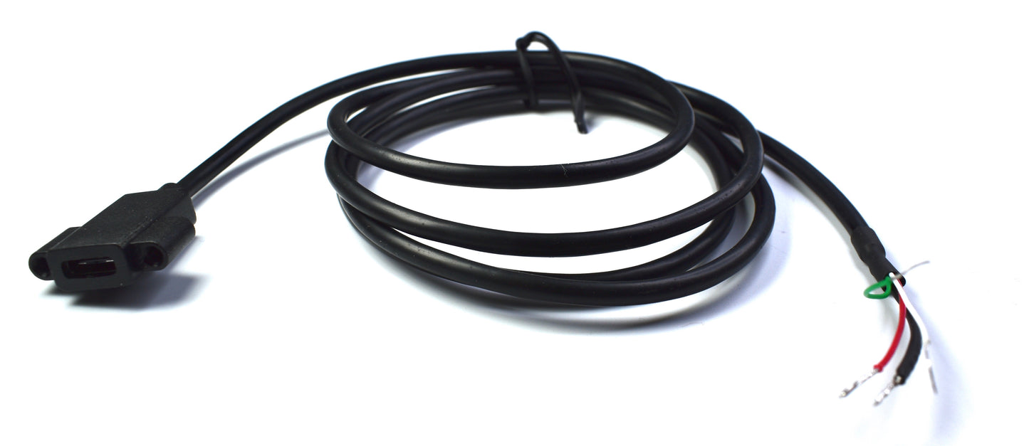 Cable Panel Mount USB-C Female 1.2M (3.9Ft) 4-Wires Solder Terminations Black