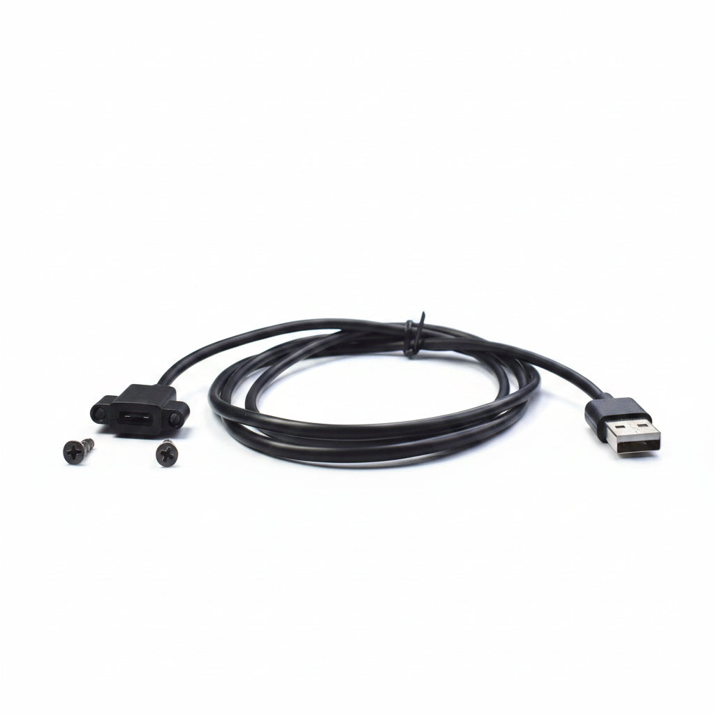 Panel Mount USB-C Female to USB-A Male Cable, 1.2 m / 3.9 ft, Black