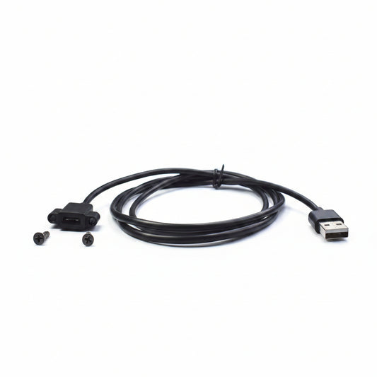 Panel Mount USB-C Female to USB-A Male Cable, 1.2 m / 3.9 ft, Black